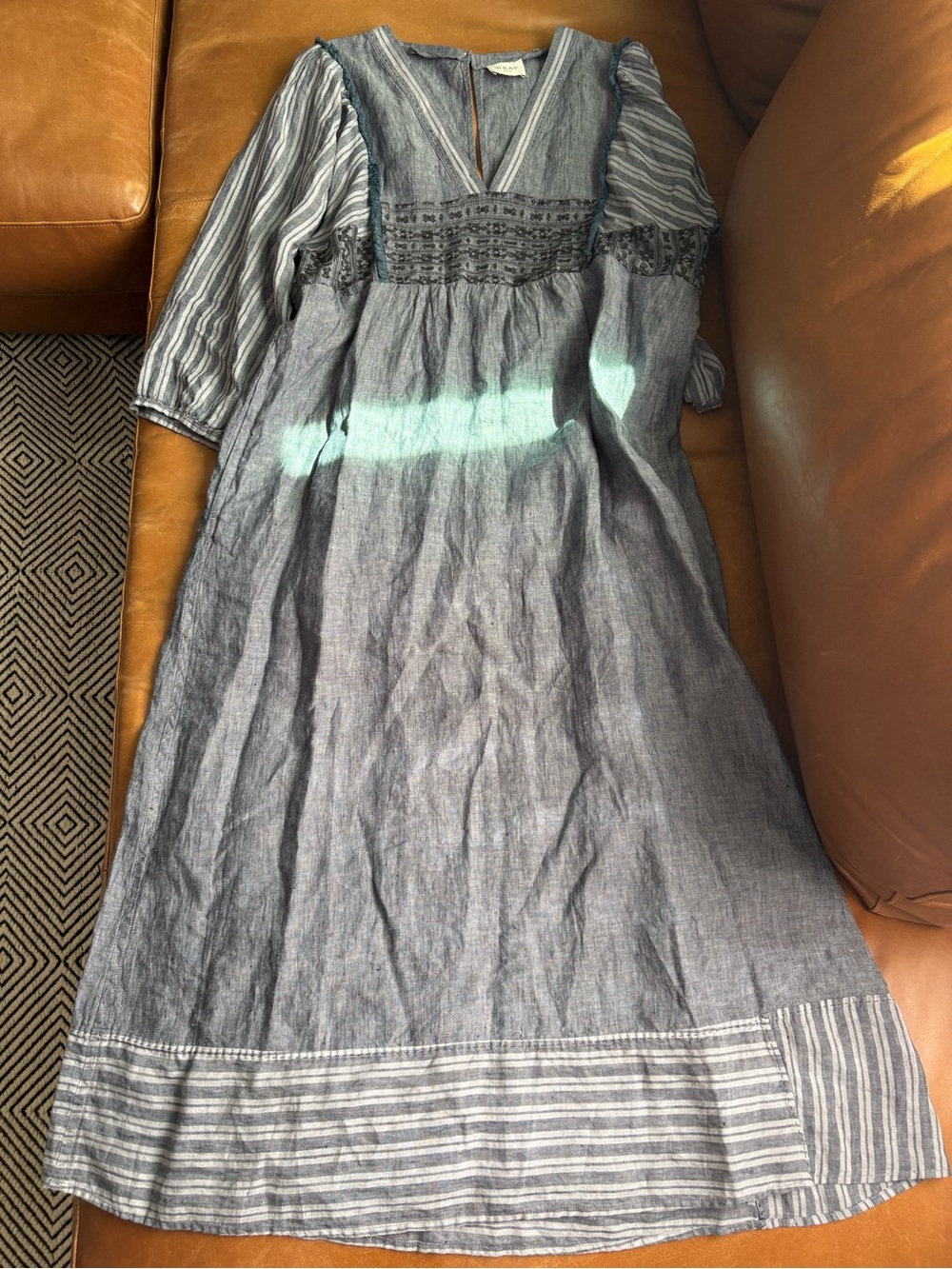 Wrap London Blue Striped Chambray Maxi Dress